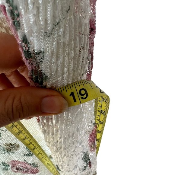 Vintage 90s White Floral Floral Print Short Sleeve Full Length Dress 14 - Picture 7 of 8